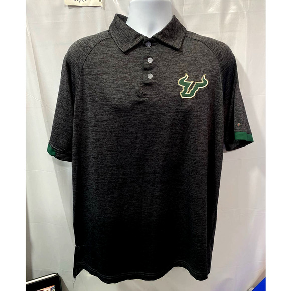 USF South Florida Bulls Men Gray Short Sleeve Golf Polo Shirt Medium Chiliwear - Picture 1 of 9